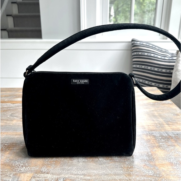 Women’s Kate Spade medium black velvet purse - Picture 1 of 3